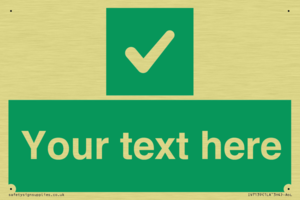 Custom green background, green square with tick sign